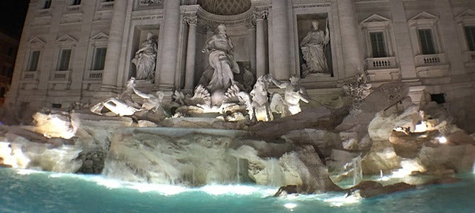 Flipping coins at Trevi Fountain on the Nu Skin success trip celebration in Rome Italy